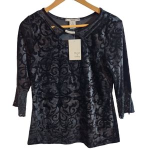 Belah & Codey New Top Velour Black 3/4 Sleeve Blouse